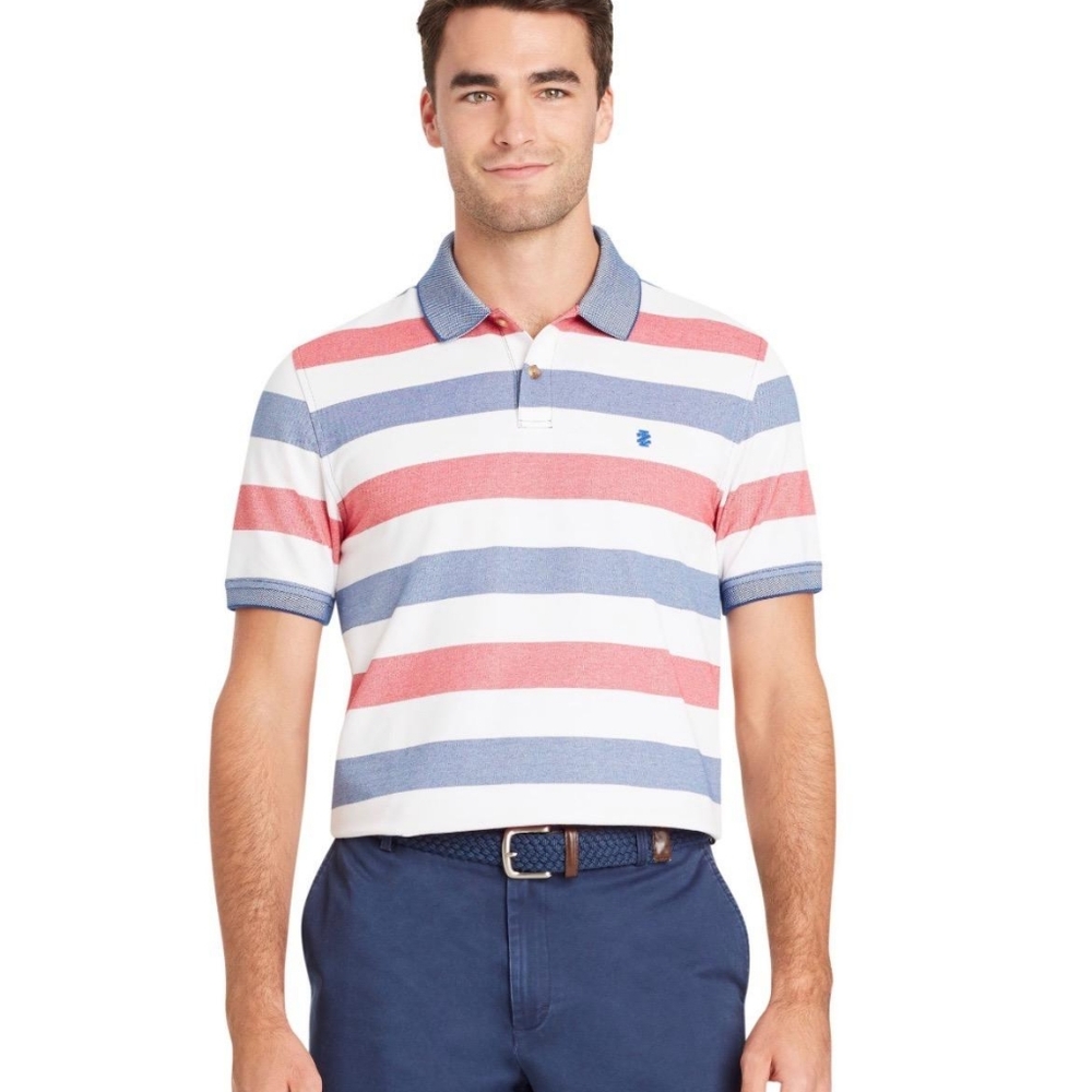 NWT Izod Polo Blue Striped size large